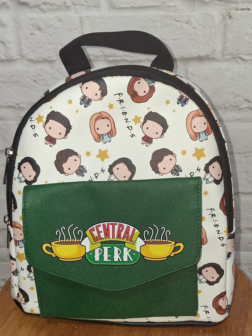 FRIENDS Central Perk Cartoon Characters Mini Backpack - White & Green